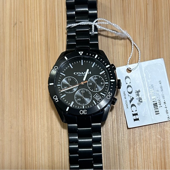 Coach Tompson Watch With 41mm Black Chronograph Face & Black Bracelet. - Picture 1 of 5